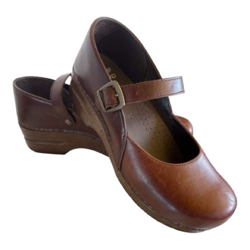 RARE!! Brown Leather Dansko Mary Jane Wedge Shoes - Picture 3 of 6